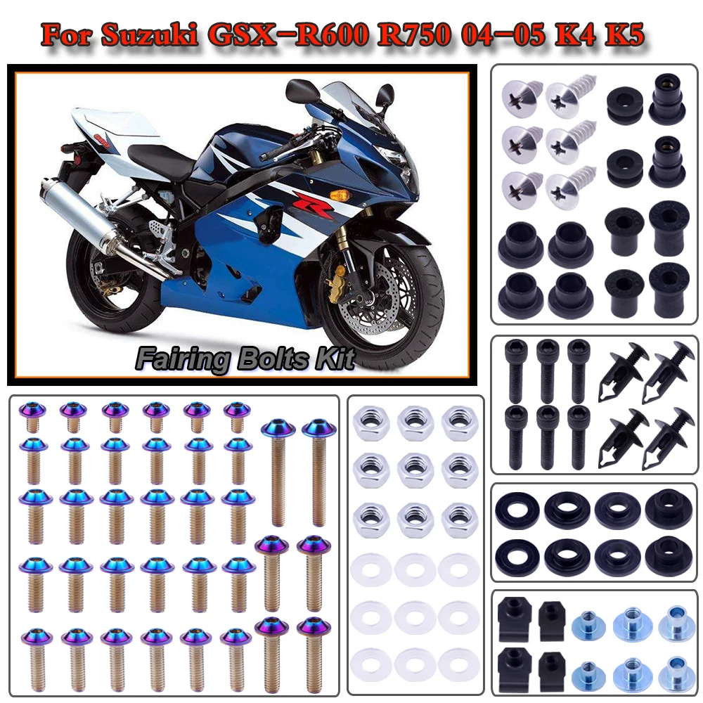 For Suzuki GSX-R600 R750 2004-2005 K4 K5 Motorcycle Stainless Complete Bodywork Fairing Bolt Kit Screws Clip
For Suzuki GSX-R600 R750 2004-2005 K4 K5 Motorcycle Stainless Complete Bodywork Fairing Bolt Kit Screws Clip
