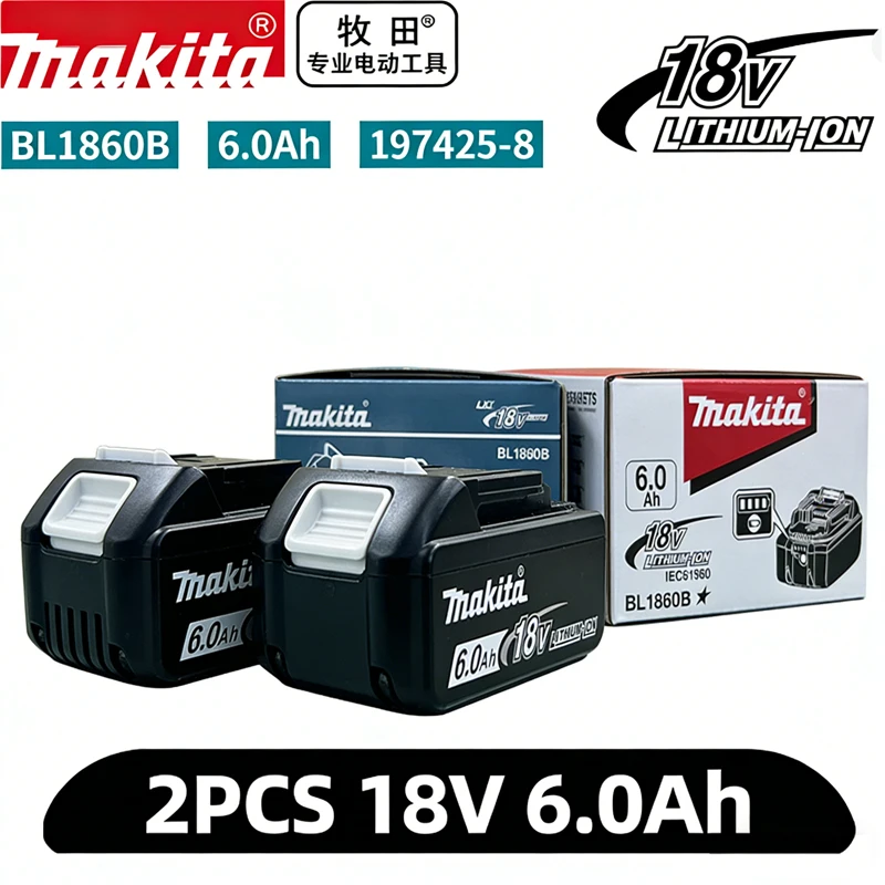 2026Makita 18V 6.0Ah Battery Original Lithium ion Rechargeable Battery 18V 6000mAh Replacement Battery BL1860 BL1850 BL1860B
2026Makita 18V 6.0Ah Battery Original Lithium ion Rechargeable Battery 18V 6000mAh Replacement Battery BL1860 BL1850 BL1860B