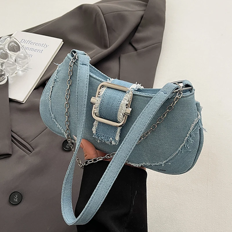 Fashion Denim Underarm Bag for Women Korean Edition Retro Versatile Raw Edge One Shoulder Bags Casual Simple Chain Handbags
Fashion Denim Underarm Bag for Women Korean Edition Retro Versatile Raw Edge One Shoulder Bags Casual Simple Chain Handbags