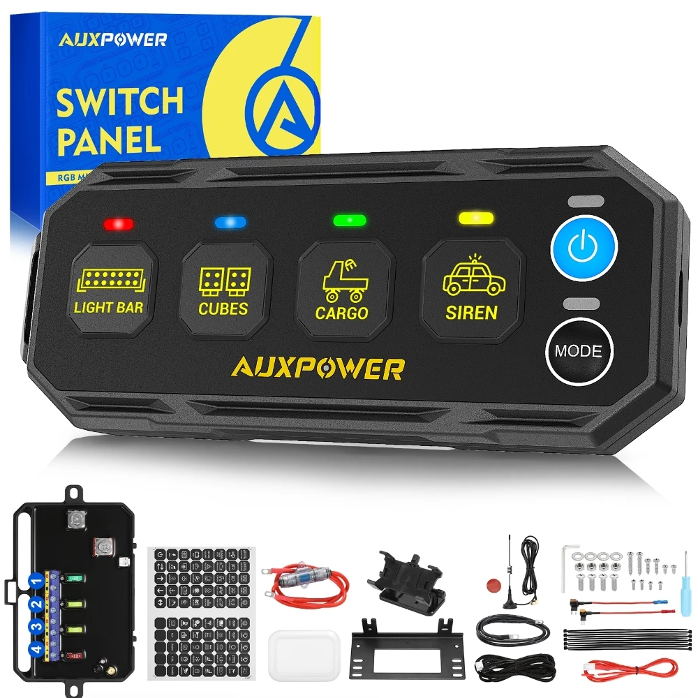 4/6 Gang RGB Slim Switch Panel Wireless ON-OFF Control System Universal for Car Headlight, Tail Light, Fog Light, Turn Signal
4/6 Gang RGB Slim Switch Panel Wireless ON-OFF Control System Universal for Car Headlight, Tail Light, Fog Light, Turn Signal