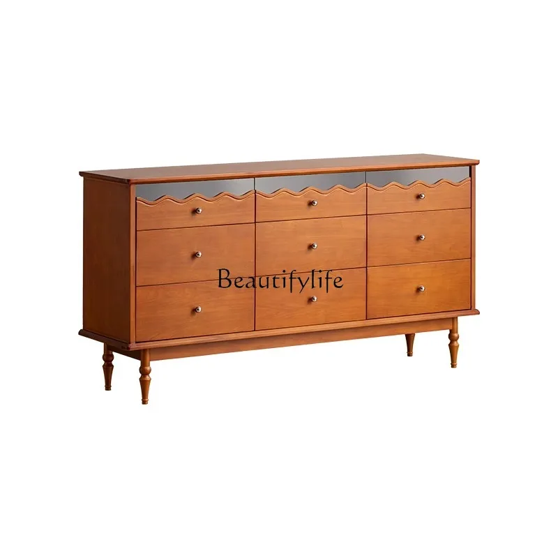 Solid wood nine-bucket cabinet in the ancient style simple light luxury small apartment storage cabinet
Solid wood nine-bucket cabinet in the ancient style simple light luxury small apartment storage cabinet