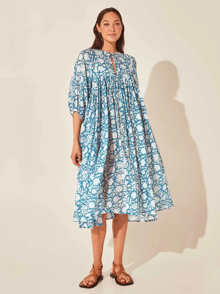 New Floral Fashion Women's Loose Casual Mid-sleeve Summer Cotton Lantern Sleeve Holiday Dress Vestidos De Fiesta
New Floral Fashion Women's Loose Casual Mid-sleeve Summer Cotton Lantern Sleeve Holiday Dress Vestidos De Fiesta