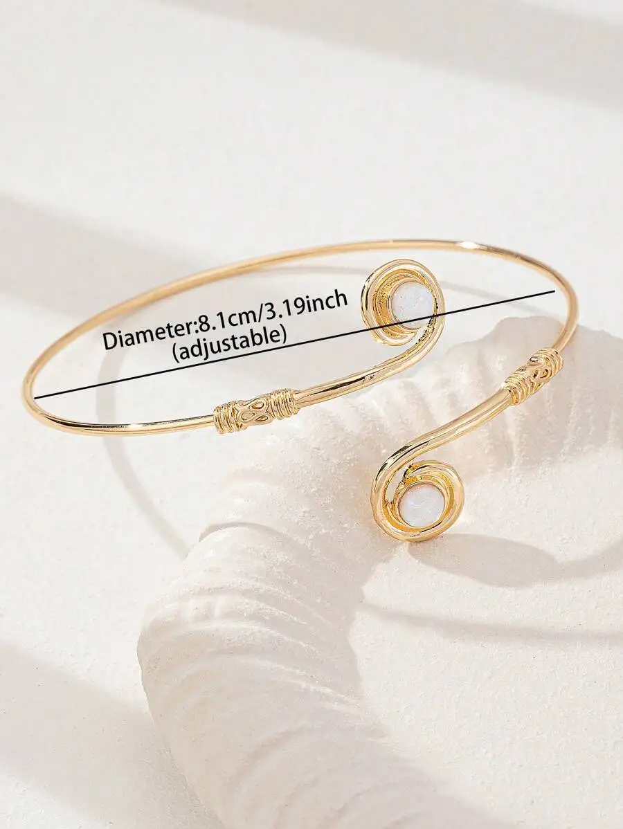 Gold-Tone Adjustable Arm Cuff With Opal Accents For Women Summer Body Jewelry
Gold-Tone Adjustable Arm Cuff With Opal Accents For Women Summer Body Jewelry