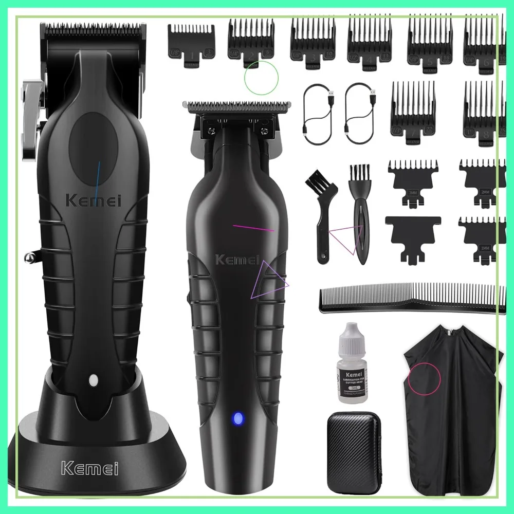 Professional Hair Clippers & Trimmers Set, Cordless Electric T-Blade Grooming Kit with 11 Combs for Men, Family Use
Professional Hair Clippers & Trimmers Set, Cordless Electric T-Blade Grooming Kit with 11 Combs for Men, Family Use