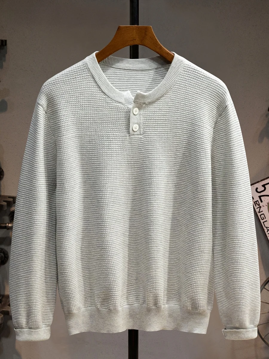 Модный вязаный свитер с воротником Хенли для мужчин: свободный, удобный, с длинным рукавом, повседневный, из хлопка, стильный базовый слой
Модный вязаный свитер с воротником Хенли для мужчин: свободный, удобный, с длинным рукавом, повседневный, из хлопка, стильный базовый слой