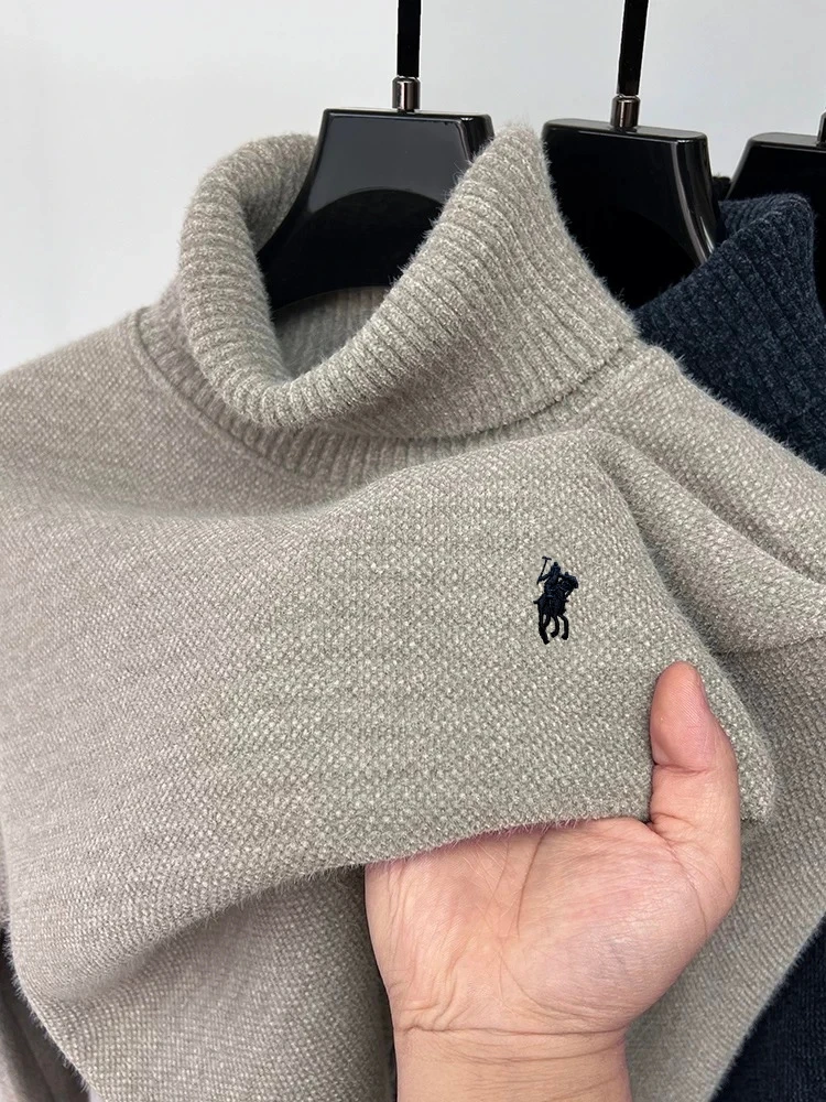 Luxury brand winter high neck sweater men's fashion ponytail embroidery design plush thick warm and comfortable knitted pullover
Luxury brand winter high neck sweater men's fashion ponytail embroidery design plush thick warm and comfortable knitted pullover