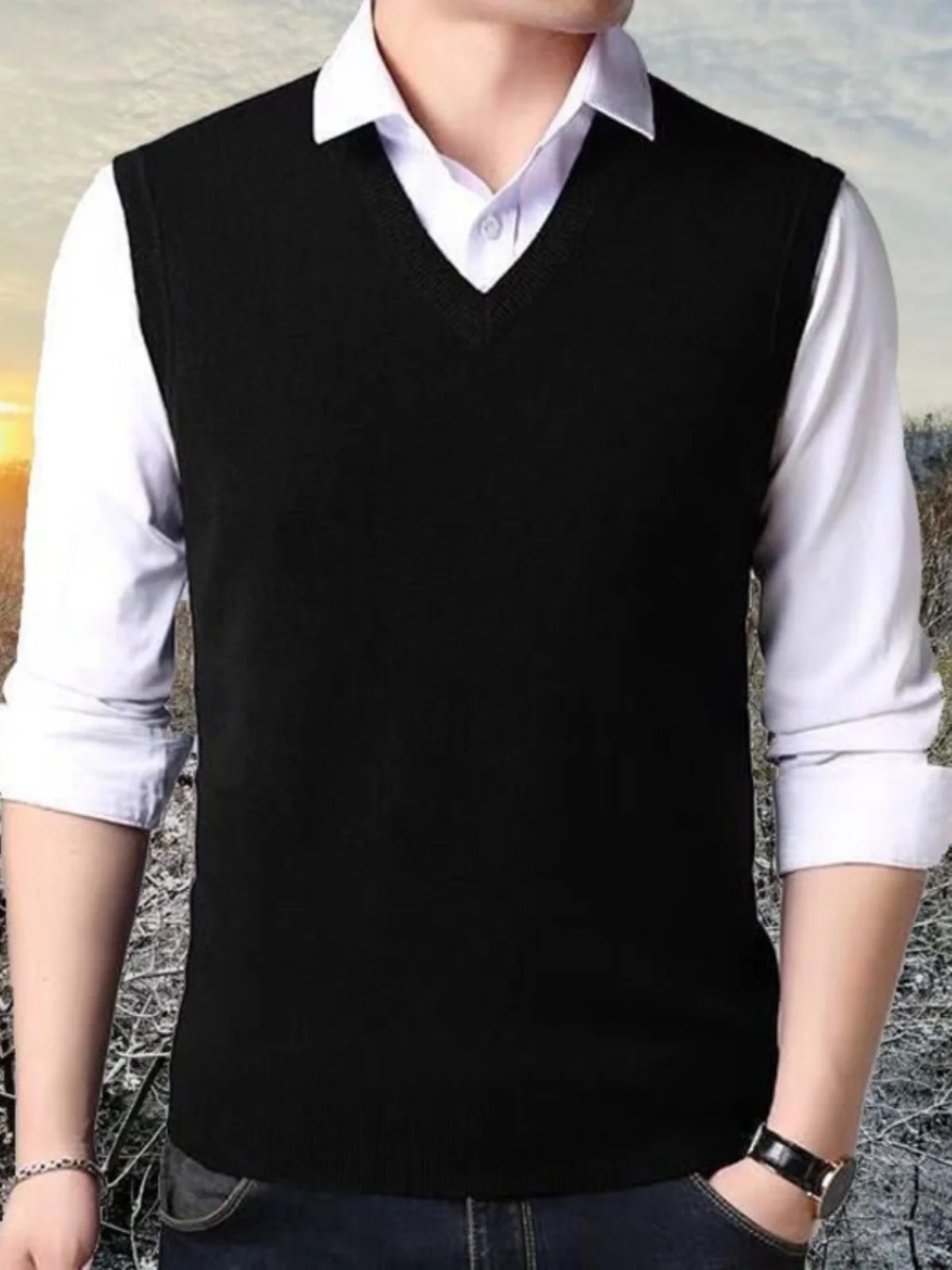Men's Knitted Sweater Vest V-Ne Autumn Winter Sle Svel Pullover Warm Woolen irt Youth Loose Fit Pure Color
Men's Knitted Sweater Vest V-Ne Autumn Winter Sle Svel Pullover Warm Woolen irt Youth Loose Fit Pure Color