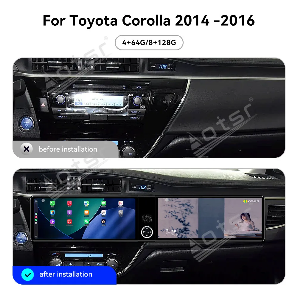 12,3-дюймовый автомобильный радиоприемник с двойным экраном для Toyota Corolla 2014-2016, автомобильный мультимедийный видеоплеер, GPS-навигация, блок Carplay, автозапчасти HD
12,3-дюймовый автомобильный радиоприемник с двойным экраном для Toyota Corolla 2014-2016, автомобильный мультимедийный видеоплеер, GPS-навигация, блок Carplay, автозапчасти HD