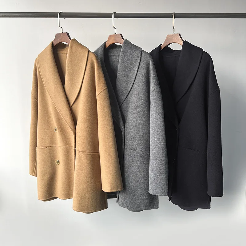 Double-Breasted Wool Coat Wool Double-Faced Tweed Jacket Mid-Length Style
Double-Breasted Wool Coat Wool Double-Faced Tweed Jacket Mid-Length Style