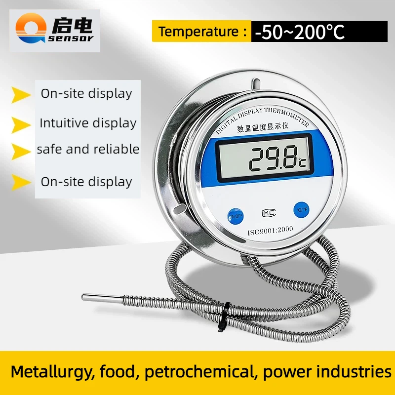 Digital display Bimetallic thermometer -50 to 200 degrees Water Oil pt100 temperature gauge with probe
Digital display Bimetallic thermometer -50 to 200 degrees Water Oil pt100 temperature gauge with probe
