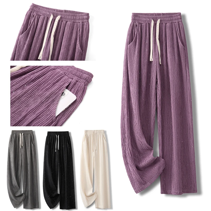 Loose Plus Size S-4XL Women Trousers Gilding Straight Lady Casual Pants Drawstring Elastic Waist Female Clothes Capris KE2798
Loose Plus Size S-4XL Women Trousers Gilding Straight Lady Casual Pants Drawstring Elastic Waist Female Clothes Capris KE2798
