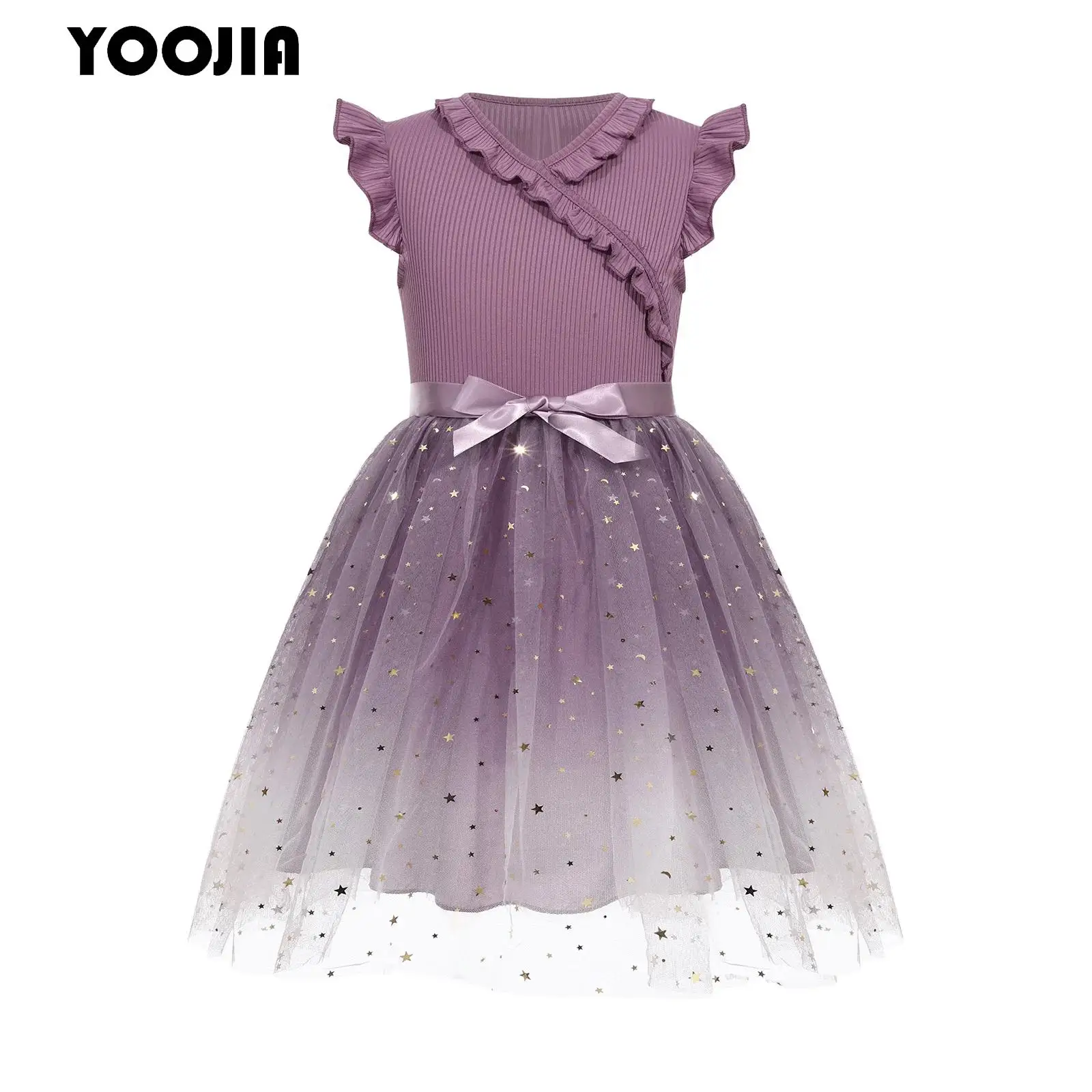 Little Girls Princess Tulle Party Dress Kid Knit Fly Sleeve Ruffles Trim Star Glitter Tutu Dress for Birthday Party Wedding Gown
Little Girls Princess Tulle Party Dress Kid Knit Fly Sleeve Ruffles Trim Star Glitter Tutu Dress for Birthday Party Wedding Gown