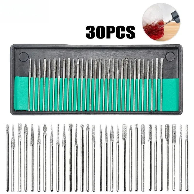 30pcs Diamond Grinding Polishing Burr Set – 2.35/3mm Shank, Fits Dremel & Rotary Tools, with Case
30pcs Diamond Grinding Polishing Burr Set – 2.35/3mm Shank, Fits Dremel & Rotary Tools, with Case