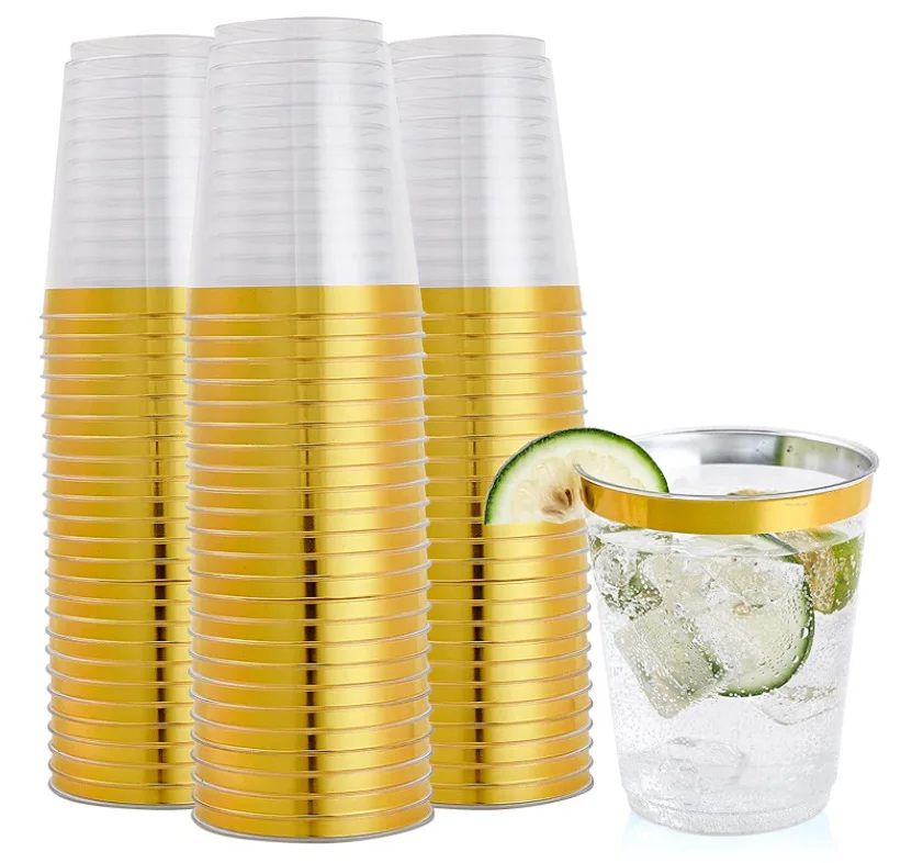 100pcs 10OZ Golden Rimmed Disposable Plastic Cup Household Disposable Cup Bar Restaurant Party Disposable Drinking Cups
100pcs 10OZ Golden Rimmed Disposable Plastic Cup Household Disposable Cup Bar Restaurant Party Disposable Drinking Cups
