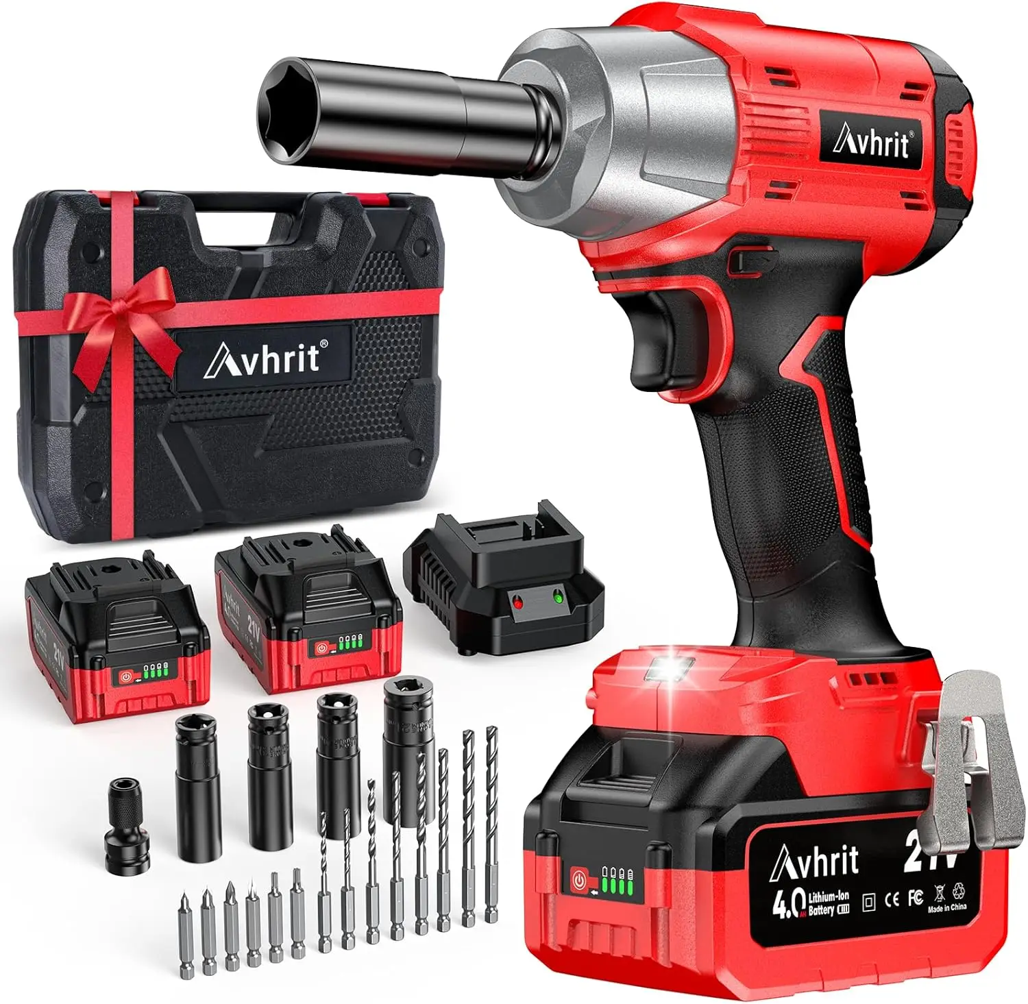 AVHRIT Cordless Brushless Impact Wrench 480Ft-lbs (650N.m) 1/2 Inch 3300RPM Power Impact Driver for Car Home Electric 2x 4.0Ah
AVHRIT Cordless Brushless Impact Wrench 480Ft-lbs (650N.m) 1/2 Inch 3300RPM Power Impact Driver for Car Home Electric 2x 4.0Ah
