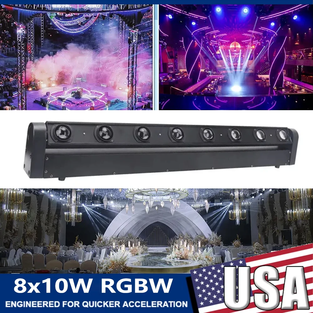 Светодиодные прожекторы с подвижной головкой 8x10 Вт, RGBW 4-в-1, с DMX512, многоцветные, профессиональные, для сцены, дискотек, баров, вечеринок
Светодиодные прожекторы с подвижной головкой 8x10 Вт, RGBW 4-в-1, с DMX512, многоцветные, профессиональные, для сцены, дискотек, баров, вечеринок