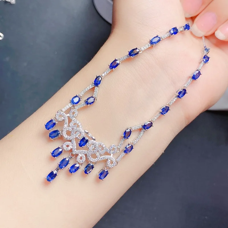 Natural Sapphire Necklace, 925 Silver Setting Luxurious Style Vibrant Blue, Elegant Gemstone Jewelry Gift for Women
Natural Sapphire Necklace, 925 Silver Setting Luxurious Style Vibrant Blue, Elegant Gemstone Jewelry Gift for Women