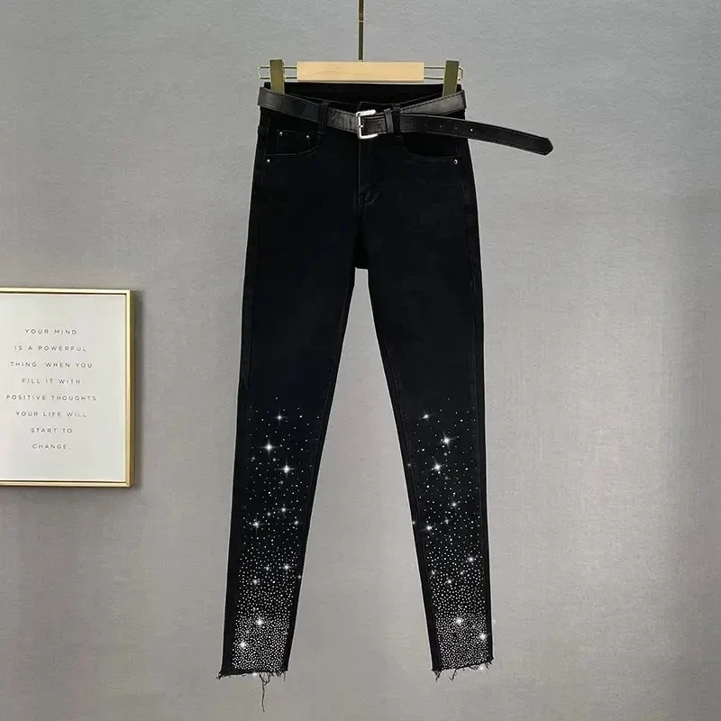 Black Jeans For Women Trendy 2023 Autumn Winter High Waist Slimming Rhinestone Pencil Pants Street Stretch Skinny Trousers E152
Black Jeans For Women Trendy 2023 Autumn Winter High Waist Slimming Rhinestone Pencil Pants Street Stretch Skinny Trousers E152