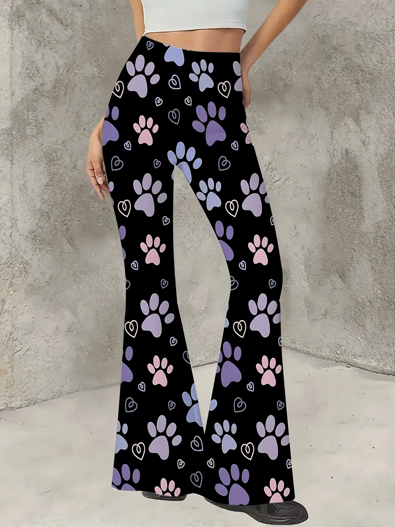 Retro Printed Flare Pants Women High Waist Polyester Knit Bell Bottom Trousers
Retro Printed Flare Pants Women High Waist Polyester Knit Bell Bottom Trousers