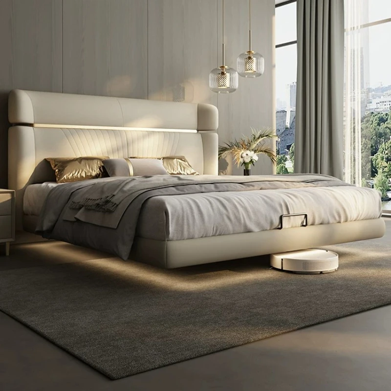 Large Headboard Adult Bed Frame Waterproof Beige Wooden Floating Double Bed Queen Luxury Platform Cama Casal Furniture For Home
Large Headboard Adult Bed Frame Waterproof Beige Wooden Floating Double Bed Queen Luxury Platform Cama Casal Furniture For Home