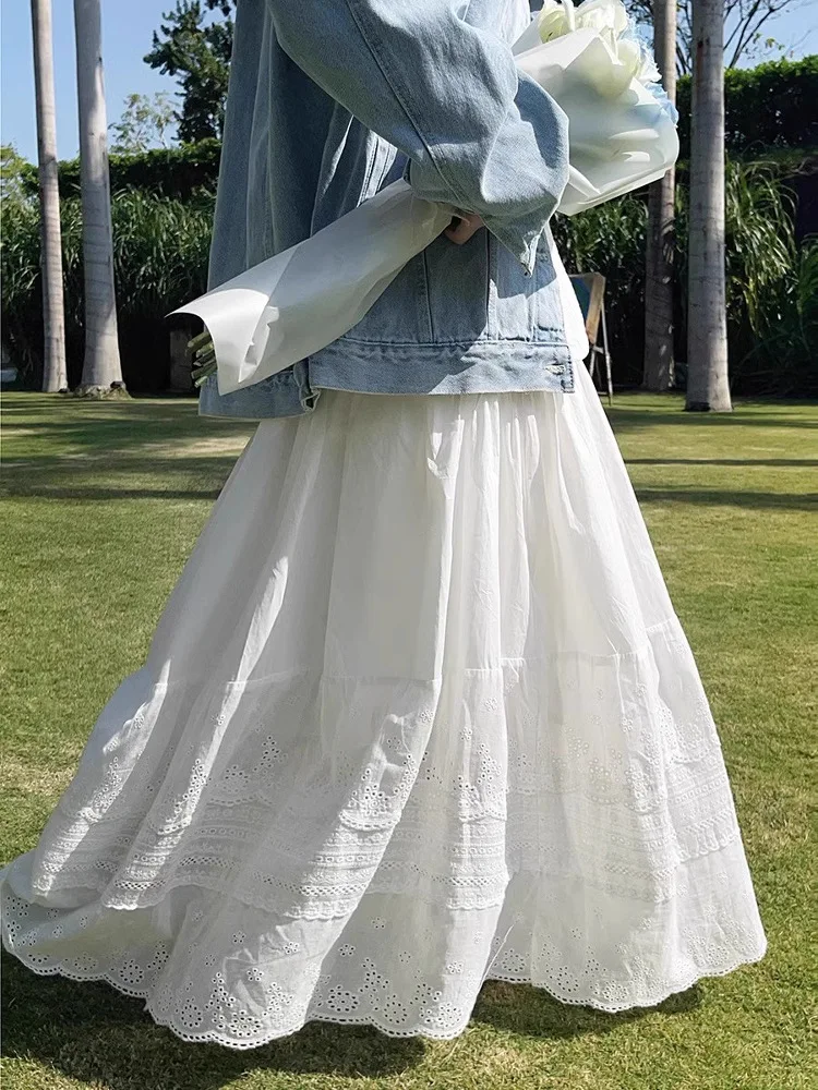 Spring Summer New Style 2026 High Waist A-Line Hollow out Lace Trim White Midi Skirt Women's Fashion Elegant Simple Design
Spring Summer New Style 2026 High Waist A-Line Hollow out Lace Trim White Midi Skirt Women's Fashion Elegant Simple Design