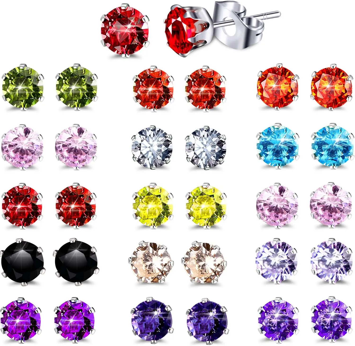 15 Pairs Stainless Steel Stud Earrings for Women Birthstone Hypoallergenic Cubic Zirconia Stud Earrings Set
15 Pairs Stainless Steel Stud Earrings for Women Birthstone Hypoallergenic Cubic Zirconia Stud Earrings Set