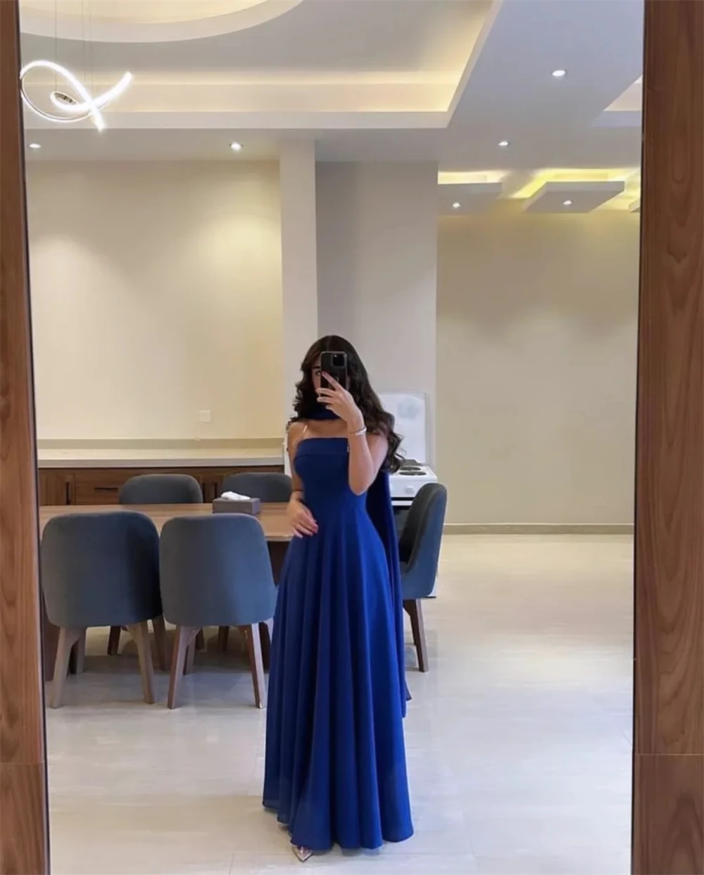 Customized Elegant Graceful Blue Chiffon Evening Dress Classic Strapless Sleeveless Homecoming Dress Modern Ribbons Pa
Customized Elegant Graceful Blue Chiffon Evening Dress Classic Strapless Sleeveless Homecoming Dress Modern Ribbons Pa