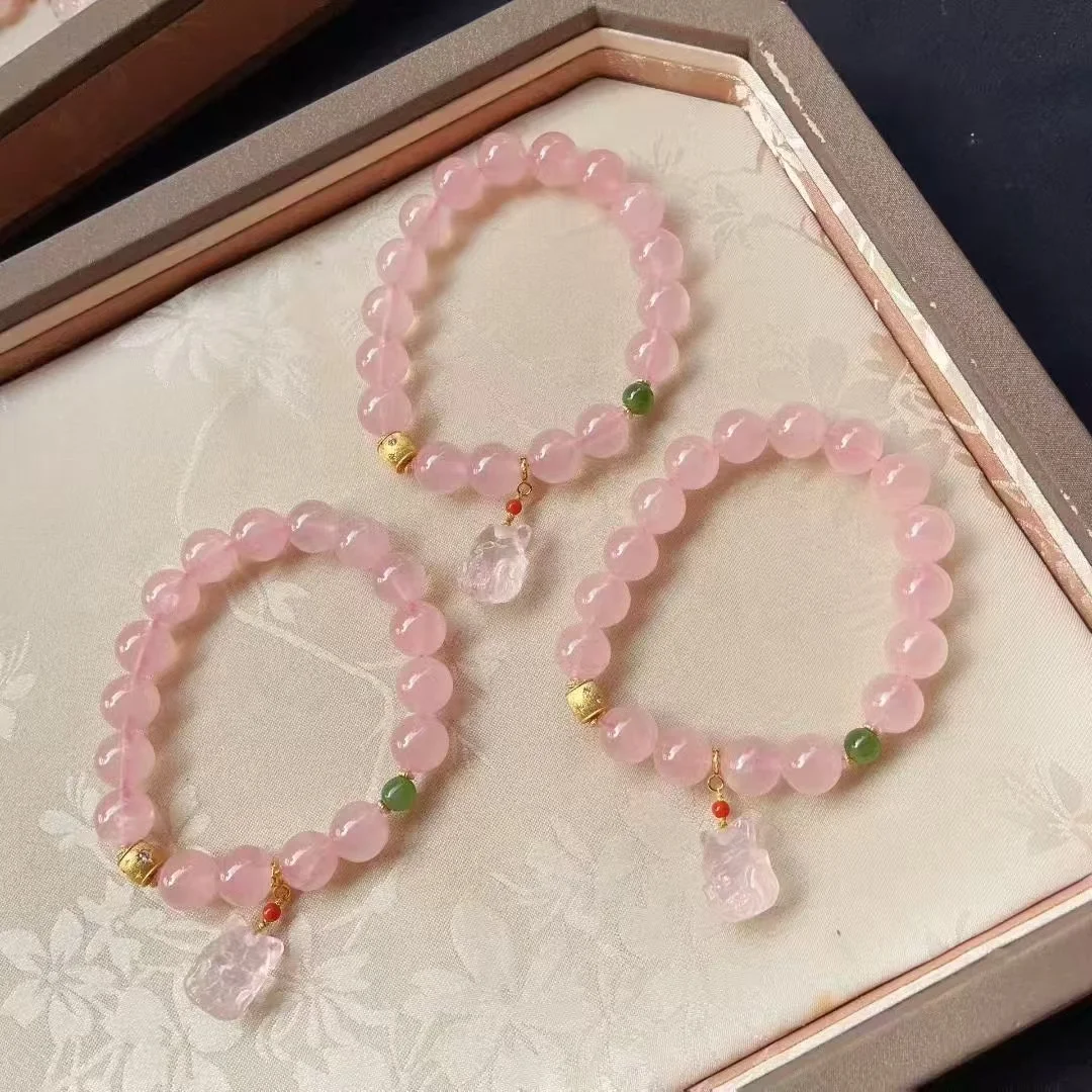 Certificate Natural Pink Crystal 12mm Bead Bracelet With Genuine Quartz Fox Charm Strand String Handmade Enhancing Love Jewelry
Certificate Natural Pink Crystal 12mm Bead Bracelet With Genuine Quartz Fox Charm Strand String Handmade Enhancing Love Jewelry