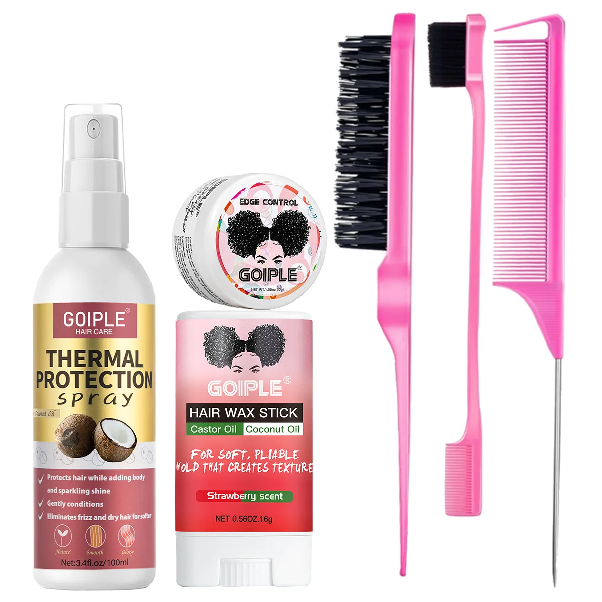 GOIPLE Heat Protection Spray Thermal Protectant Mist Leave-in Conditioner for Dry Damaged Hair Styling Wax Edge Control Gel Comb
GOIPLE Heat Protection Spray Thermal Protectant Mist Leave-in Conditioner for Dry Damaged Hair Styling Wax Edge Control Gel Comb