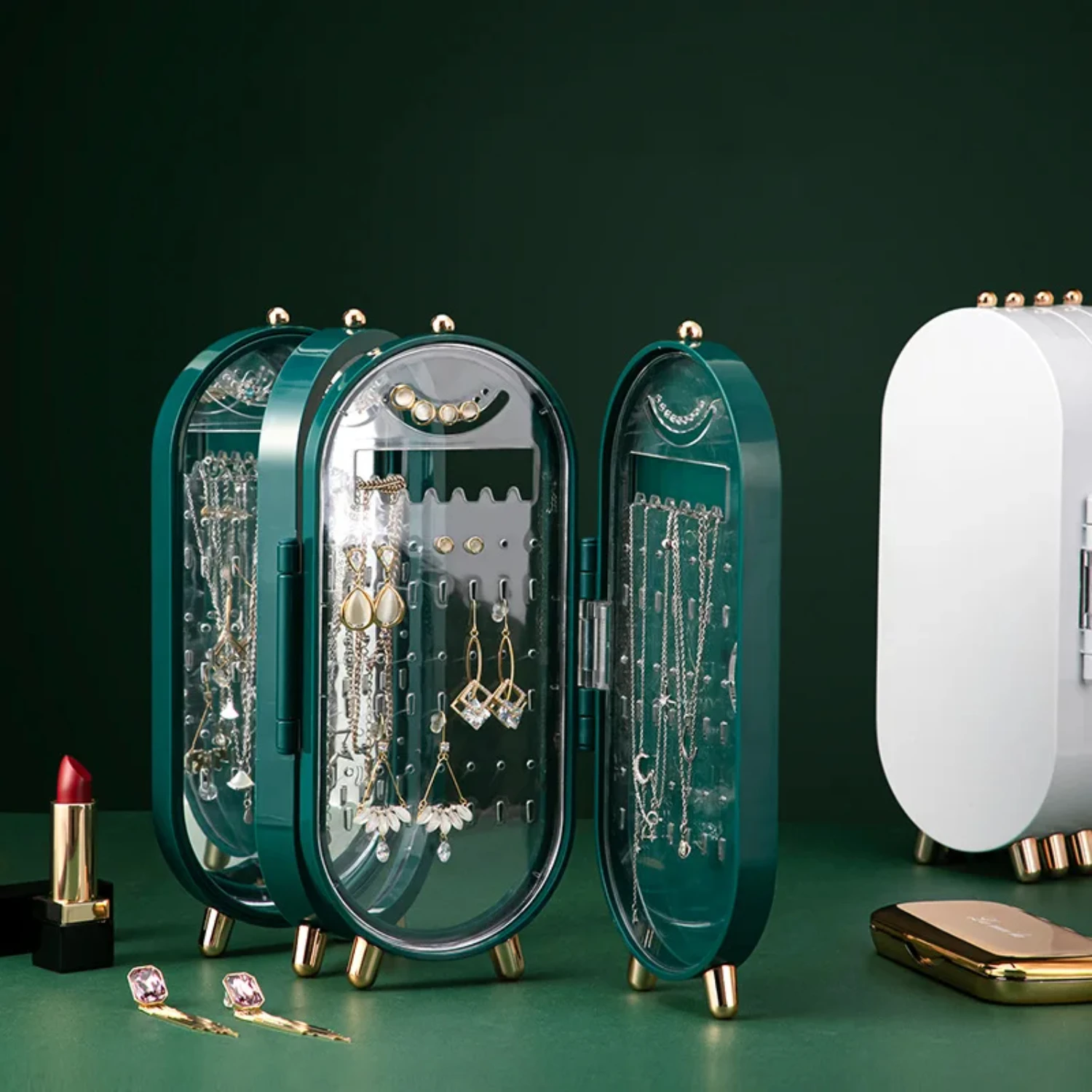 Foldable Jewelry Box Organizer With Mirror Plastic Container Woman Earrings Necklace Ring Desk Rack
Foldable Jewelry Box Organizer With Mirror Plastic Container Woman Earrings Necklace Ring Desk Rack