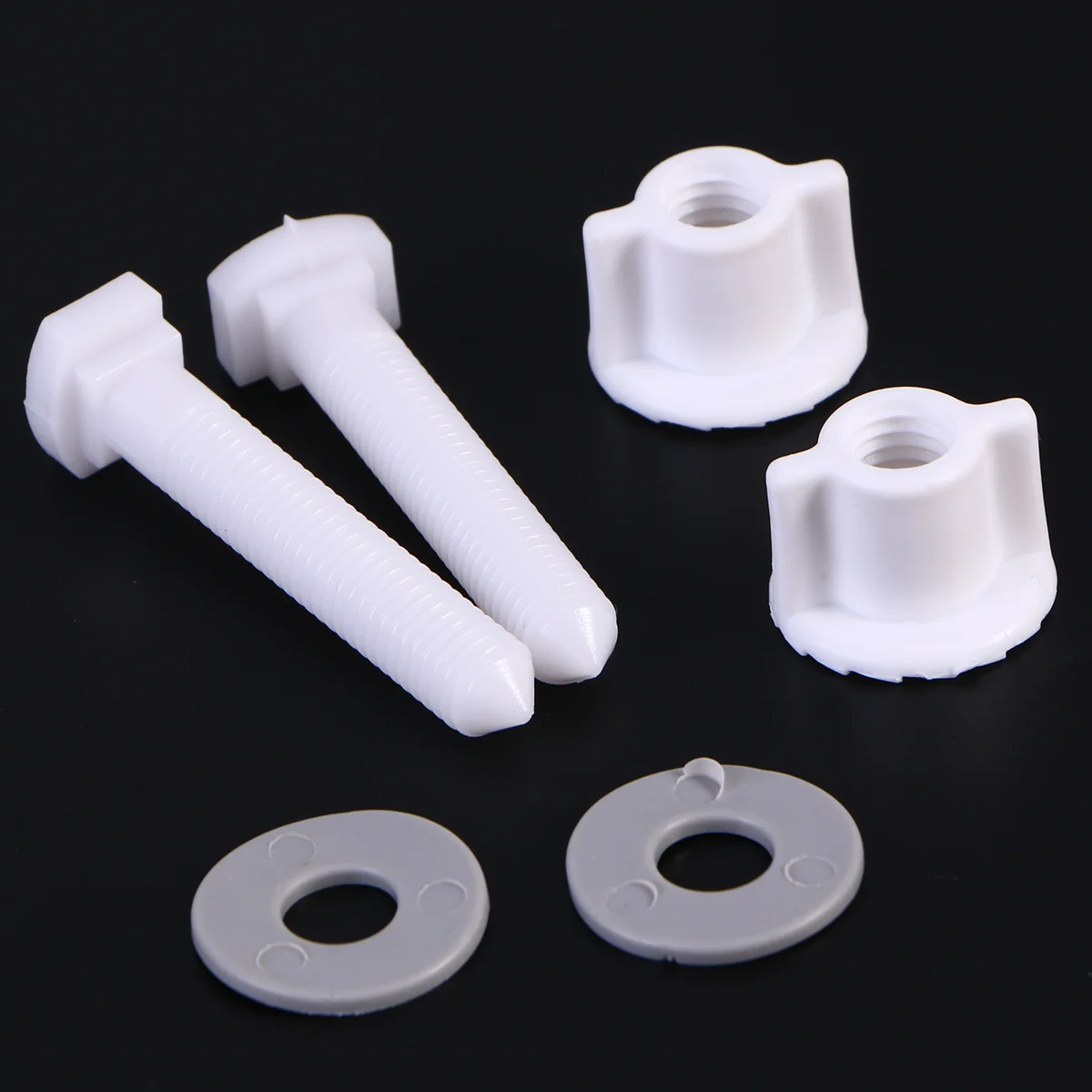 2 Sets Plastic Toilet Seat Hinge Bolt Screw with Nuts and Washers Set (2pcs hinge bolt screws, 2pcs nut caps, 2pcs fixing pieces
2 Sets Plastic Toilet Seat Hinge Bolt Screw with Nuts and Washers Set (2pcs hinge bolt screws, 2pcs nut caps, 2pcs fixing pieces