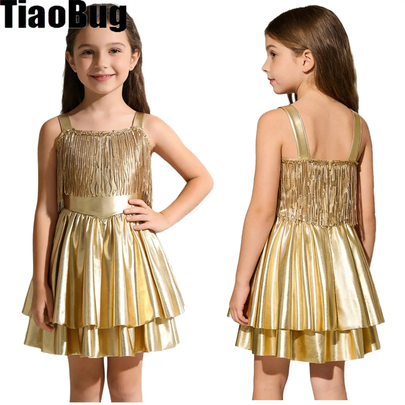 Kids Girls Metallic Shiny Dance Dress Sequin Tassel Sleeveless Tiered A-line Hem Tank Dress for Ballroom Birthday Pageant
Kids Girls Metallic Shiny Dance Dress Sequin Tassel Sleeveless Tiered A-line Hem Tank Dress for Ballroom Birthday Pageant