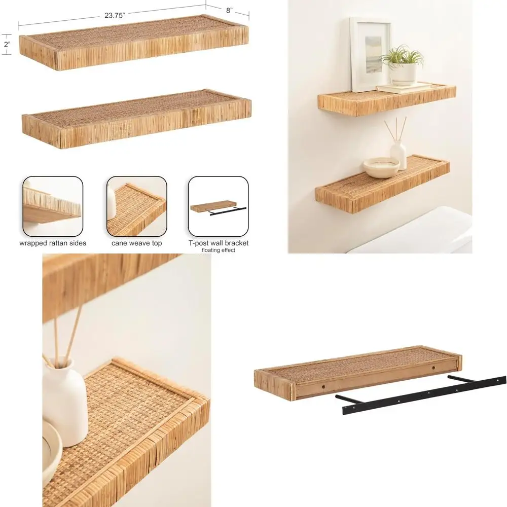 Set of 2 Natural Rattan Shelves, 24x8, Boho Style for Bathroom, Kitchen, Above Toilet, or Nursery
Set of 2 Natural Rattan Shelves, 24x8, Boho Style for Bathroom, Kitchen, Above Toilet, or Nursery