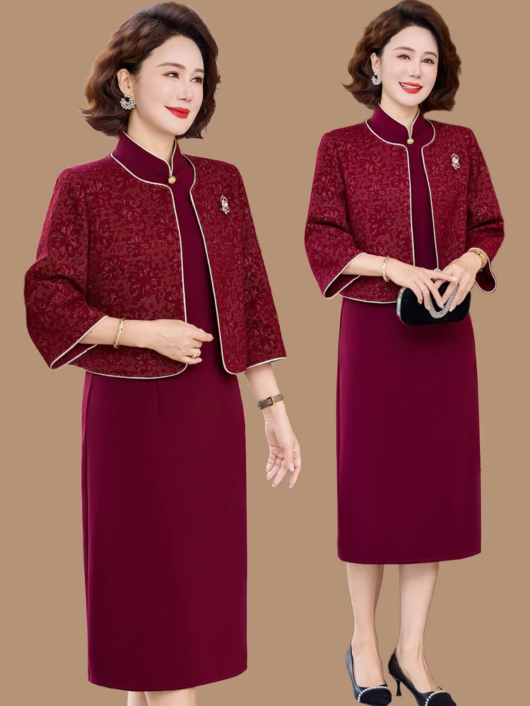 Elegant Two-Piece Wedding Dress for Middle-Aged And Elderly Women Spring Fashion High-Collar Loose Fit Breathable Dress
Elegant Two-Piece Wedding Dress for Middle-Aged And Elderly Women Spring Fashion High-Collar Loose Fit Breathable Dress