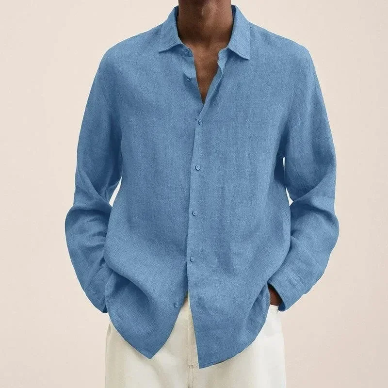 Mens Top New Casual Loose Fitting Shirt Solid Color Long Sleeved Lapel Cardigan Shirts for Men
Mens Top New Casual Loose Fitting Shirt Solid Color Long Sleeved Lapel Cardigan Shirts for Men