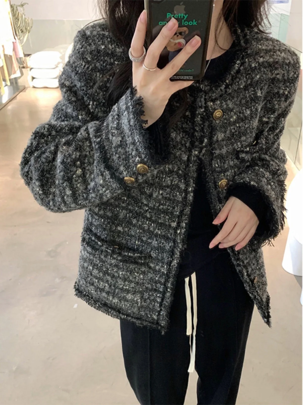 Ele Bla ey Tweed ort Coat Women's Autumn Winter Faion Design Fringe Detailing Ladylike Sle French Country
Ele Bla ey Tweed ort Coat Women's Autumn Winter Faion Design Fringe Detailing Ladylike Sle French Country