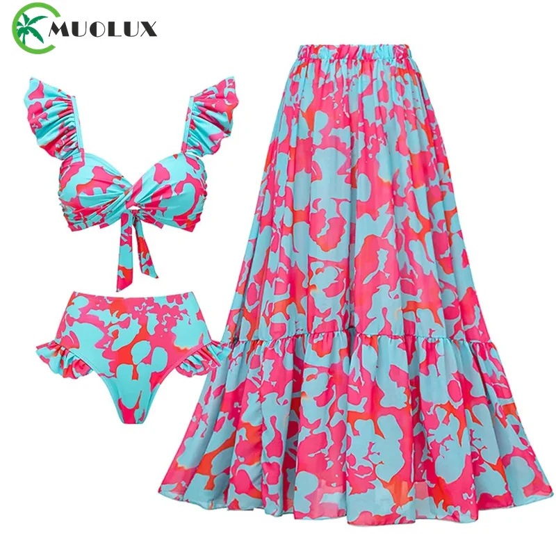 MUOLUX 2024 Sexy Ruffle Bikinis Swimsuit With Beach Skirt Women's Summer Suit Swimwear Push Up Bikinis Bathing Suit Beachwear
MUOLUX 2024 Sexy Ruffle Bikinis Swimsuit With Beach Skirt Women's Summer Suit Swimwear Push Up Bikinis Bathing Suit Beachwear