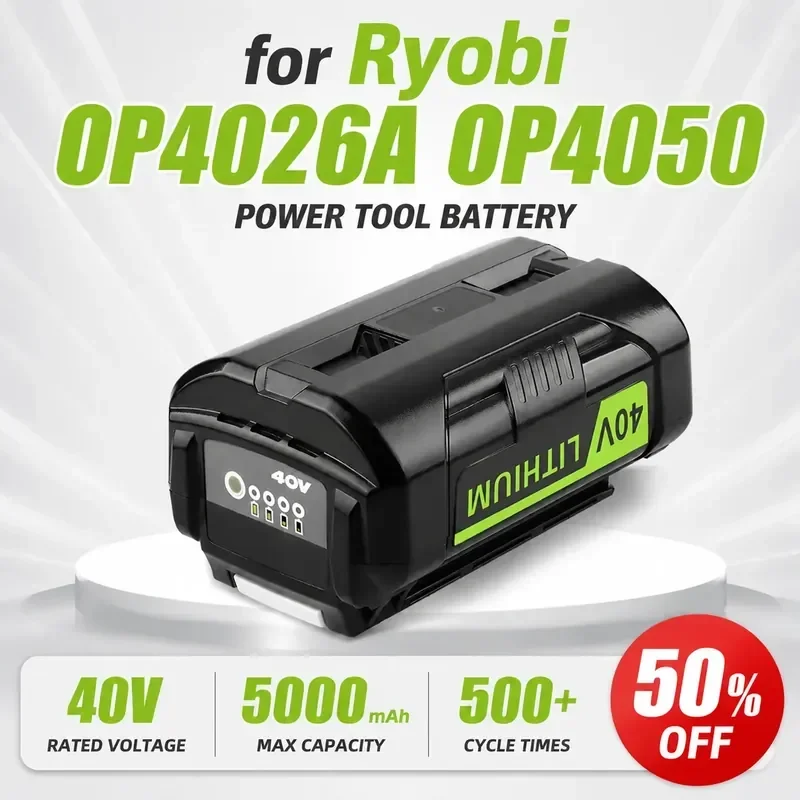 For Ryobi 40V Power Tool Battery OP4026A OP4050 Blower Lawn Mower Replacement Battery
For Ryobi 40V Power Tool Battery OP4026A OP4050 Blower Lawn Mower Replacement Battery
