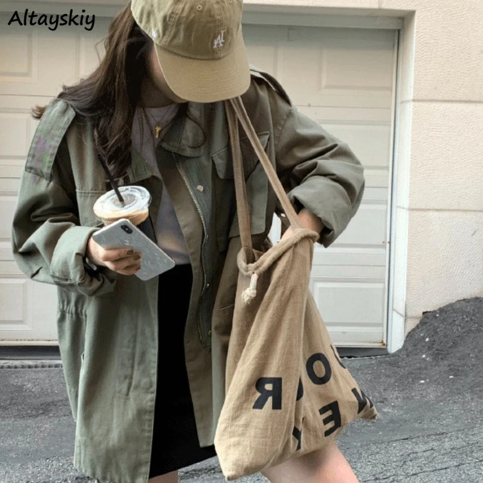 Jackets Women Solid Cargo Style American Style All-match Casual Autumn Coats Cleanfit Harajuku Streetwear Aesthetic Clothes New 
Jackets Women Solid Cargo Style American Style All-match Casual Autumn Coats Cleanfit Harajuku Streetwear Aesthetic Clothes New