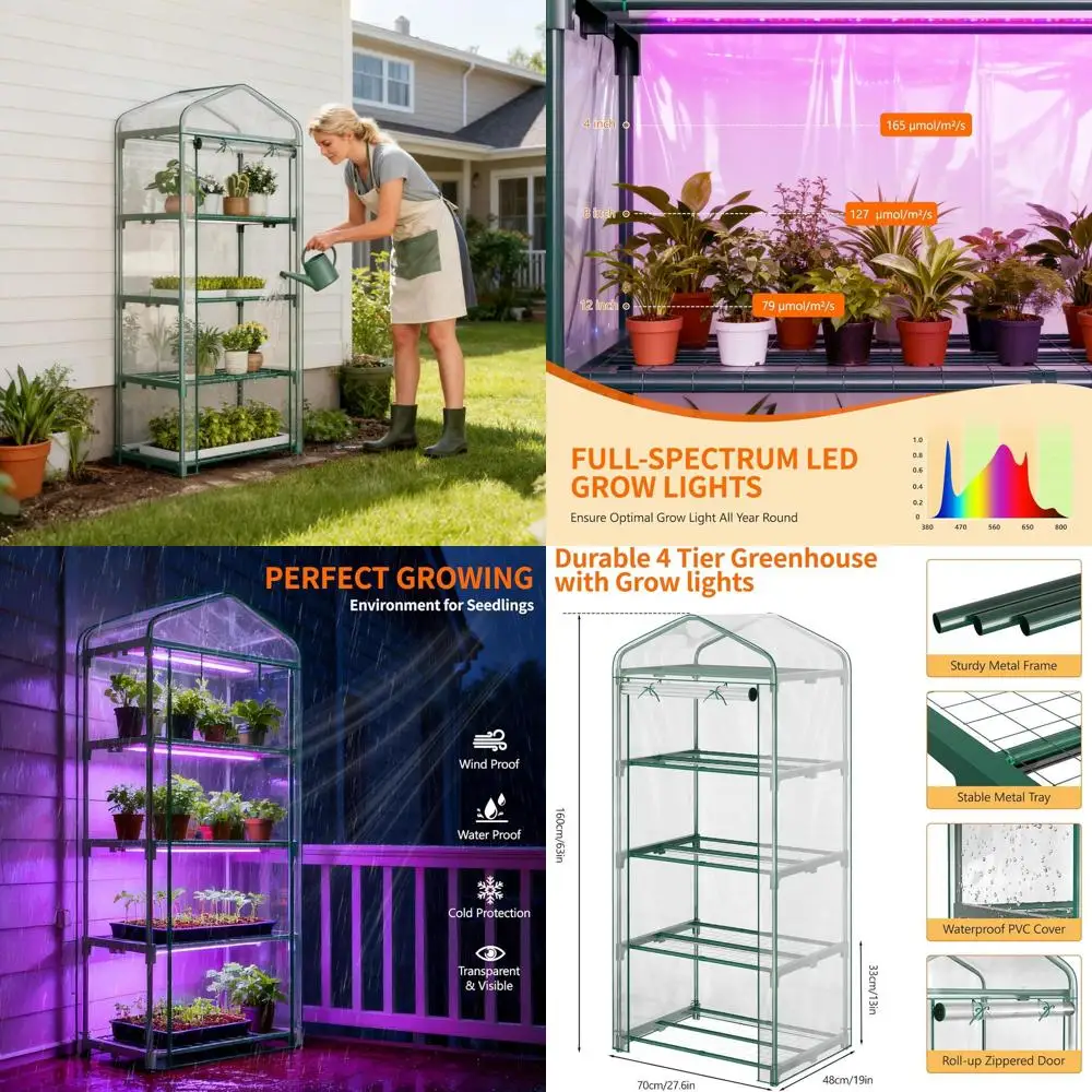Compact 4-Tier Indoor Greenhouse with Zippered Cover and Dimmable Grow Light for Seedlings and Plants
Compact 4-Tier Indoor Greenhouse with Zippered Cover and Dimmable Grow Light for Seedlings and Plants