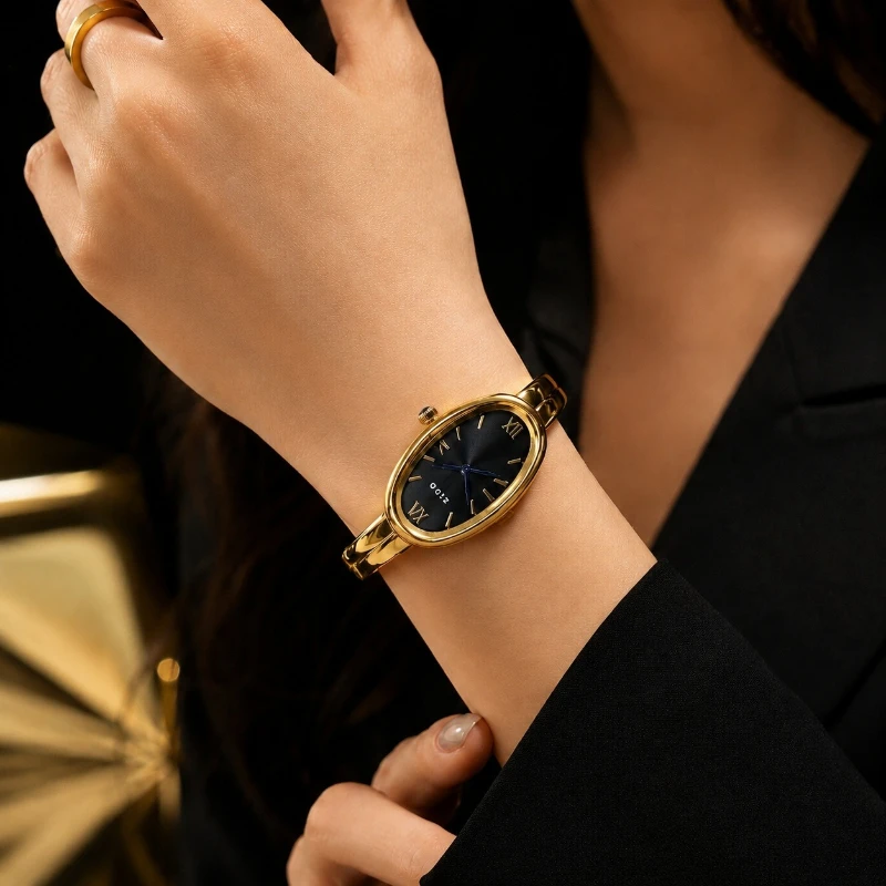 Vintage Gold Bangle Watches for Women Fashion Brand Black Oval Dial Woman Quartz Watch Elegant Slim Ladies Bracelet Watch Gift
Vintage Gold Bangle Watches for Women Fashion Brand Black Oval Dial Woman Quartz Watch Elegant Slim Ladies Bracelet Watch Gift