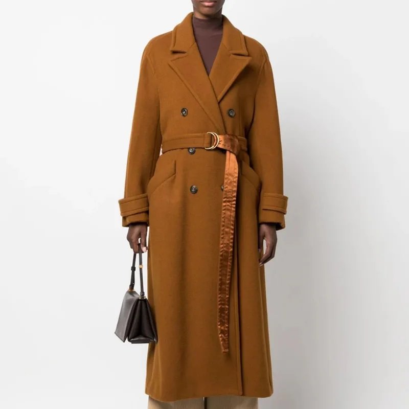 2023 Winter New Woolen Women Long Sleeve Coat Fashion Warm Double Breasted Coat With Belt 12062
2023 Winter New Woolen Women Long Sleeve Coat Fashion Warm Double Breasted Coat With Belt 12062