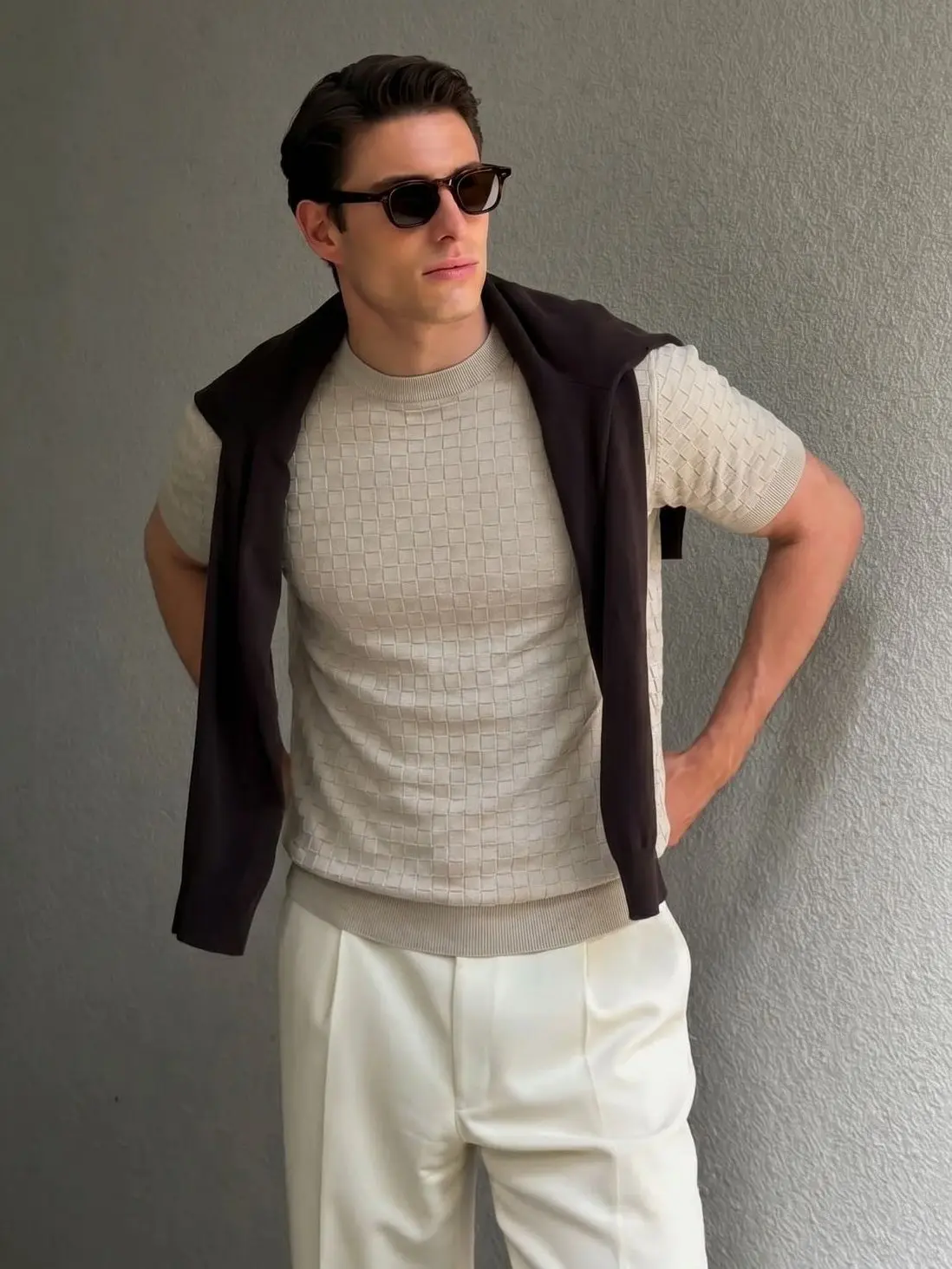Exquisite Craftsmanship Chessboard Weave Texture Summer Men's Luxury Soft Knitted Short Sleeve Casual Style round Neck T-shirt
Exquisite Craftsmanship Chessboard Weave Texture Summer Men's Luxury Soft Knitted Short Sleeve Casual Style round Neck T-shirt