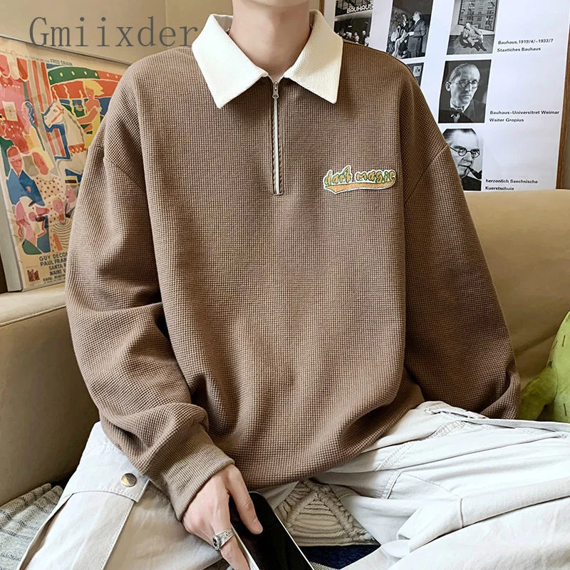 Waffle Niche Lapel Sweatshirt Men's Trendy Loose Embroidered Top Youth Long Sleeved Turn Down Collar for Men Women
Waffle Niche Lapel Sweatshirt Men's Trendy Loose Embroidered Top Youth Long Sleeved Turn Down Collar for Men Women