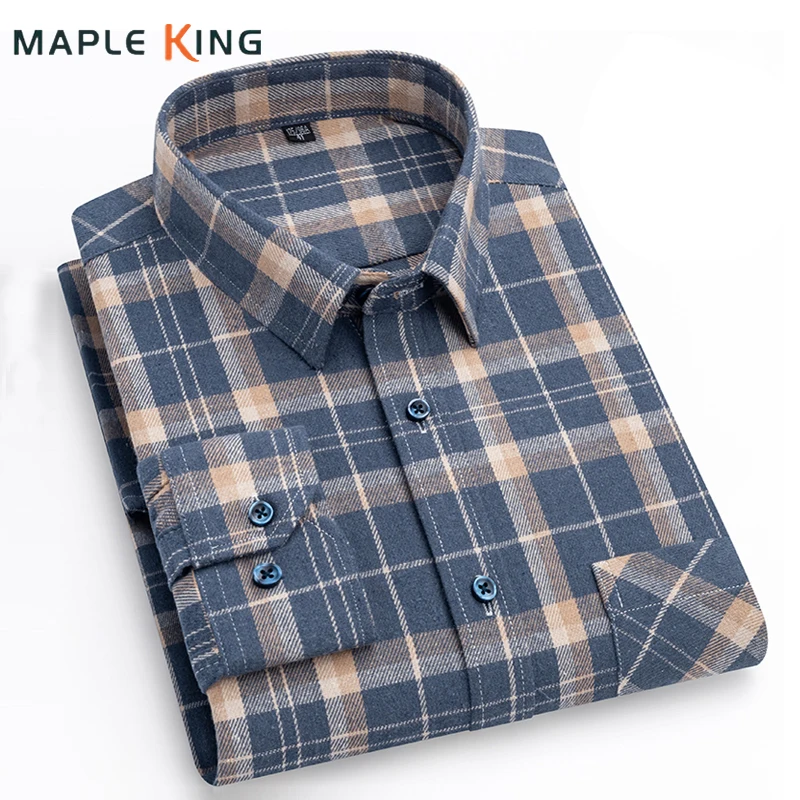 Классическая мужская рубашка из 100% чистого хлопка с начесом в клетку Camisas Masculinas 2025 с длинным рукавом, повседневные мужские офисные деловые рабочие рубашки
Классическая мужская рубашка из 100% чистого хлопка с начесом в клетку Camisas Masculinas 2025 с длинным рукавом, повседневные мужские офисные деловые рабочие рубашки