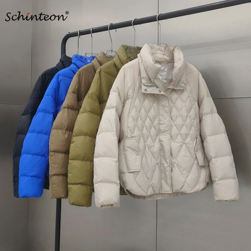 Schinteon Women White Duck Down Jacket Stand Collar Argyle Autumn Winter Casual Over Size Outwear Coat Real Picture Top 2024 New
Schinteon Women White Duck Down Jacket Stand Collar Argyle Autumn Winter Casual Over Size Outwear Coat Real Picture Top 2024 New