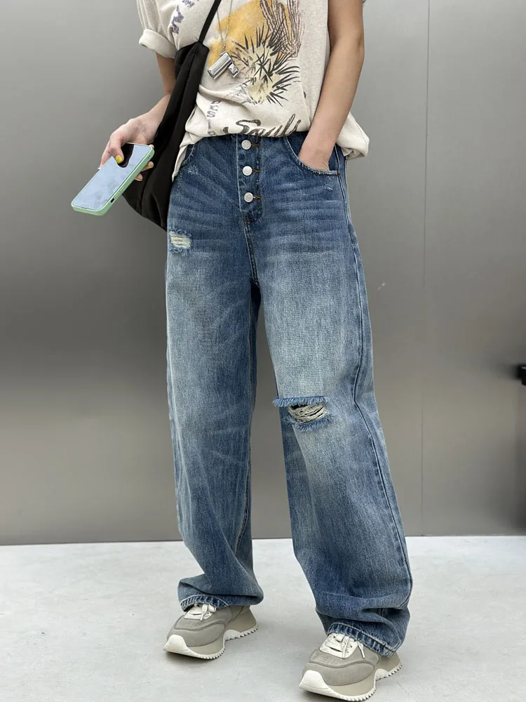 Винтажные джинсы Bodhl в уличном стиле, женские, из выцветшего денима, с пуговицами, длинные брюки, с высокой талией, широкие штанины, повседневные джинсы
Винтажные джинсы Bodhl в уличном стиле, женские, из выцветшего денима, с пуговицами, длинные брюки, с высокой талией, широкие штанины, повседневные джинсы