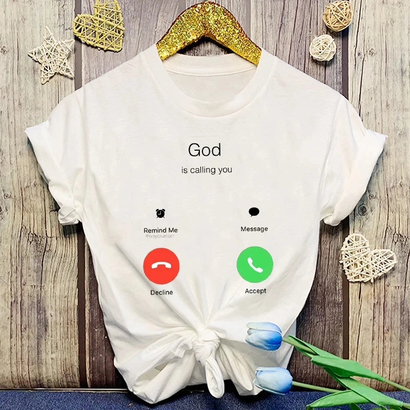 Unisex Short Sleeve Christianity God Is Calling You Print T Shirts Women Causal Harajuku Tops Funny T Shirt
Unisex Short Sleeve Christianity God Is Calling You Print T Shirts Women Causal Harajuku Tops Funny T Shirt