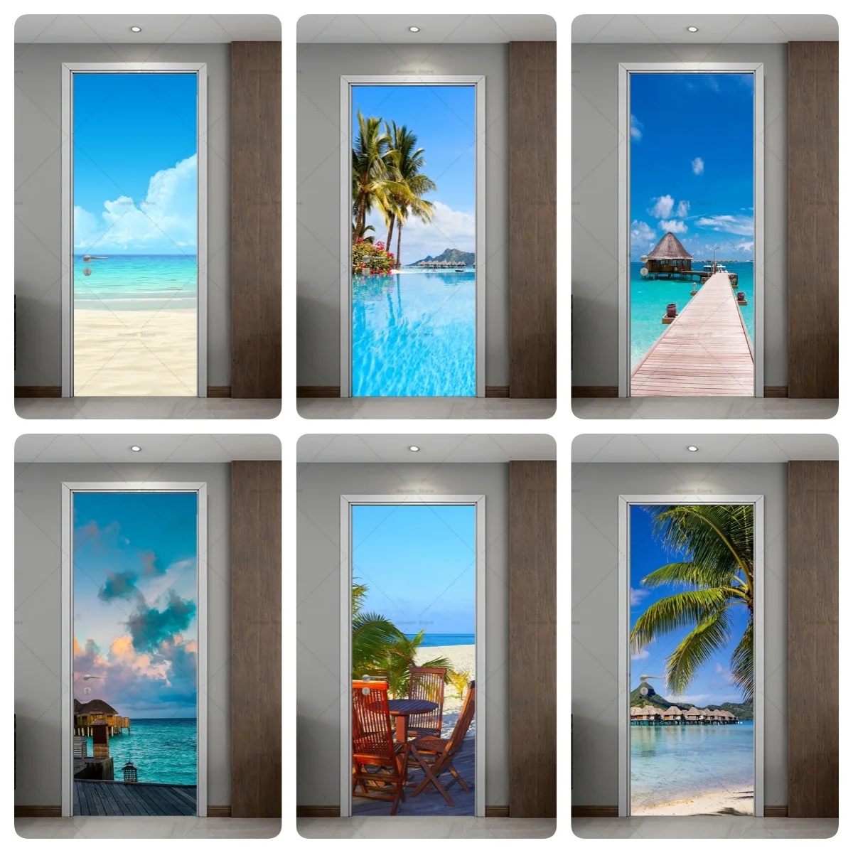 Tropical Beach Door Stickers Waterproof Self-Adhesive Ocean View Palm Tree Overwater Wrap for Home Living Room Bedroom Decor
Tropical Beach Door Stickers Waterproof Self-Adhesive Ocean View Palm Tree Overwater Wrap for Home Living Room Bedroom Decor