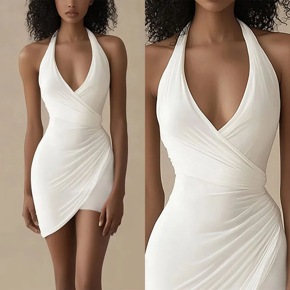 High Quality Customized Halter Above Knee Sleeveless White Long Dresses Robe Pour Mariage Invité Vestido De Festa De Casamento
High Quality Customized Halter Above Knee Sleeveless White Long Dresses Robe Pour Mariage Invité Vestido De Festa De Casamento